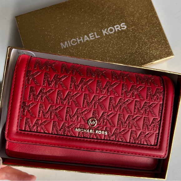 Michael Kors Red Embossed Leather Wallet NWT - Picture 4 of 6